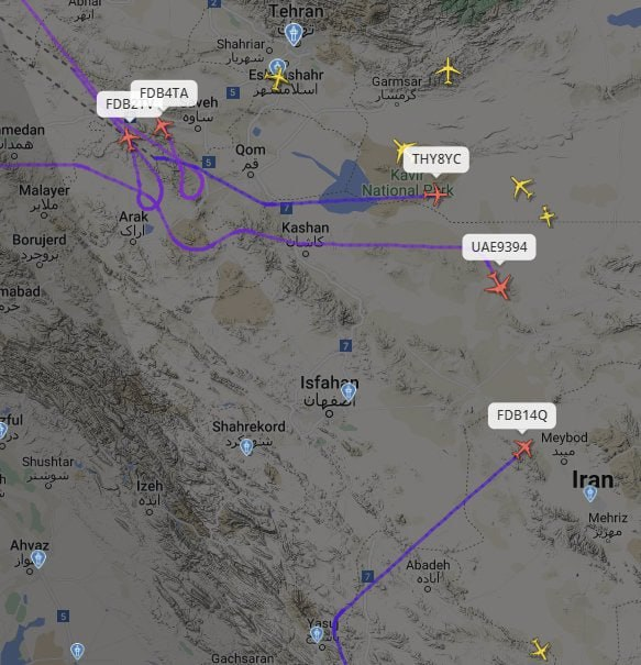 Looks like multiple aircraft are diverting over Iran