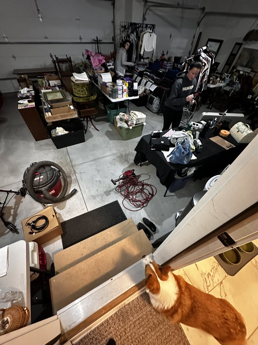 CidersSanctuary's tweet photo. Cider is checking in on our progress. Less than 12 hours until we open our doors! Thank you all for supporting our mission! 

Follow the red arrows! 

#resale #fundraiser #dogs #Omaha #Nebraska #garagesale #yardsale https://t.co/9EK87CDB2V