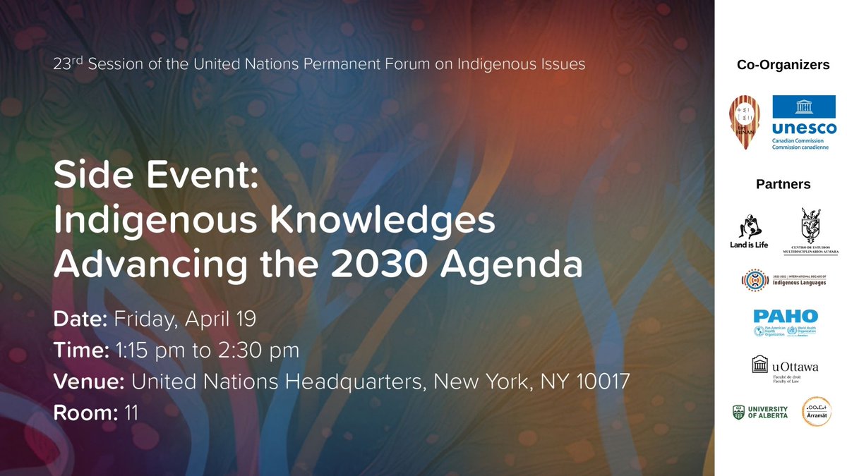 Join us tomorrow at the @UN4Indigenous for the event: 'Indigenous Knowledges Advancing the 2030 Agenda.'

Watch the Webcast on the link below: webtv.un.org/en/asset/k11/k…

#UNFPII #IndigenousKnowledges