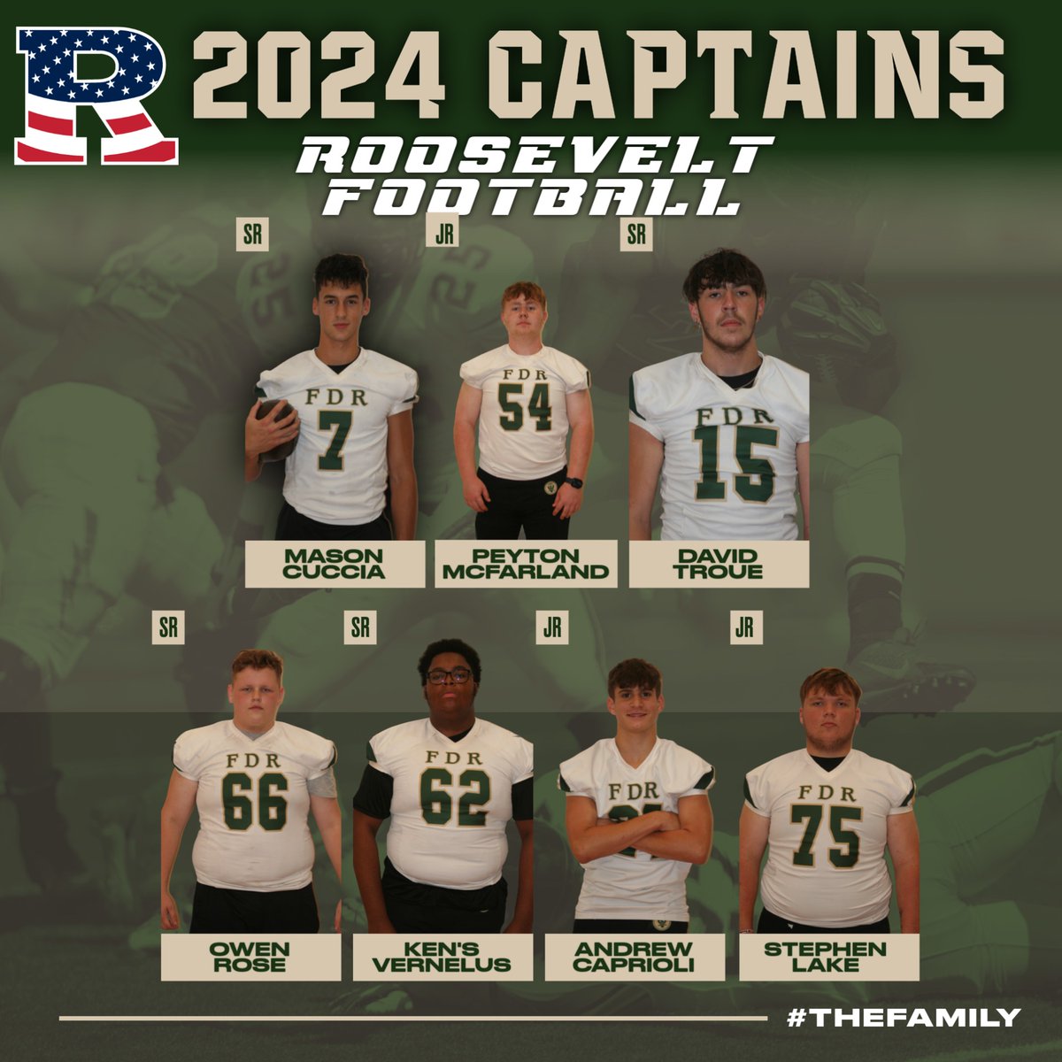 Happy Proud & Honored to introduce our next generation of leaders @FootballFdr - 2 returning captains 4 Seniors - 3 Juniors - Looking forward to seeing where they take #THEFAMILY in 2024!