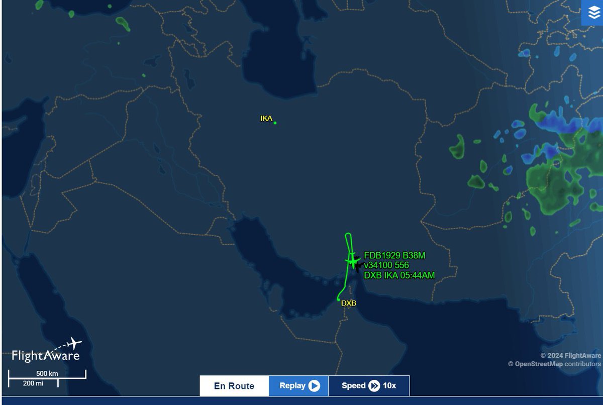 🚨🇮🇷 #URGENT | Un vol de FlyDubai en route de Dubaï vers Téhéran semble faire volte-face. Des informations suggèrent que d'autres vols quittent également l'espace aérien iranien.