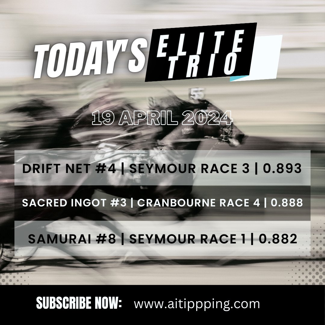 🌟 Today's Elite Trio has arrived! 🏆💥 Don't miss out on these winning choices! 🚀 

 Sign up now  – buy.stripe.com/cN26rqey8e6i37…! 🏇🏈💰 

#AITipping #BlueBet #HorseRacing #WinningTips  #AustralianRacing #WinningWithAI $PAI #Cranbourne #Seymour