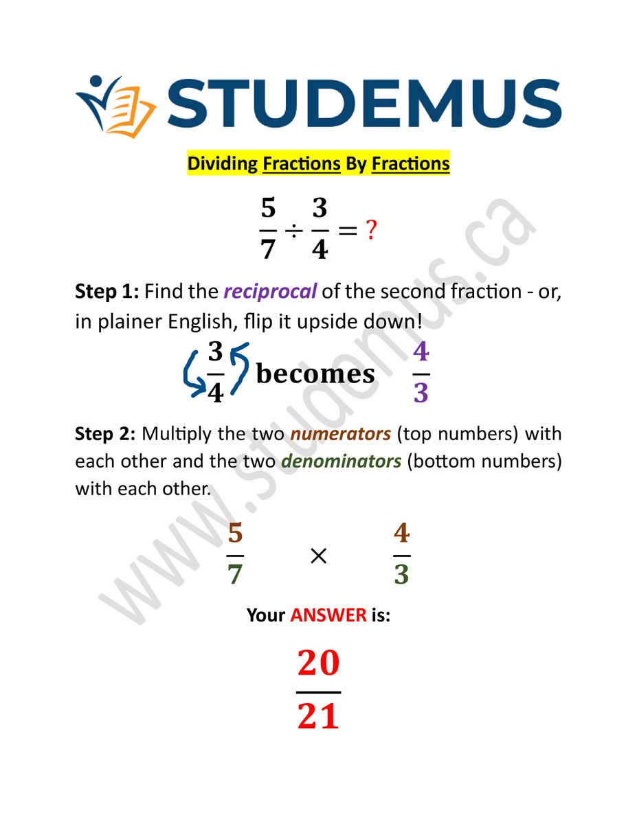 Parents, have you forgotten how to divide fractions? Don't worry - our online tutors haven't forgotten! studemus.ca/tutoring-child… #math #Maths #tutoring #elementaryschool #primaryschool #homework