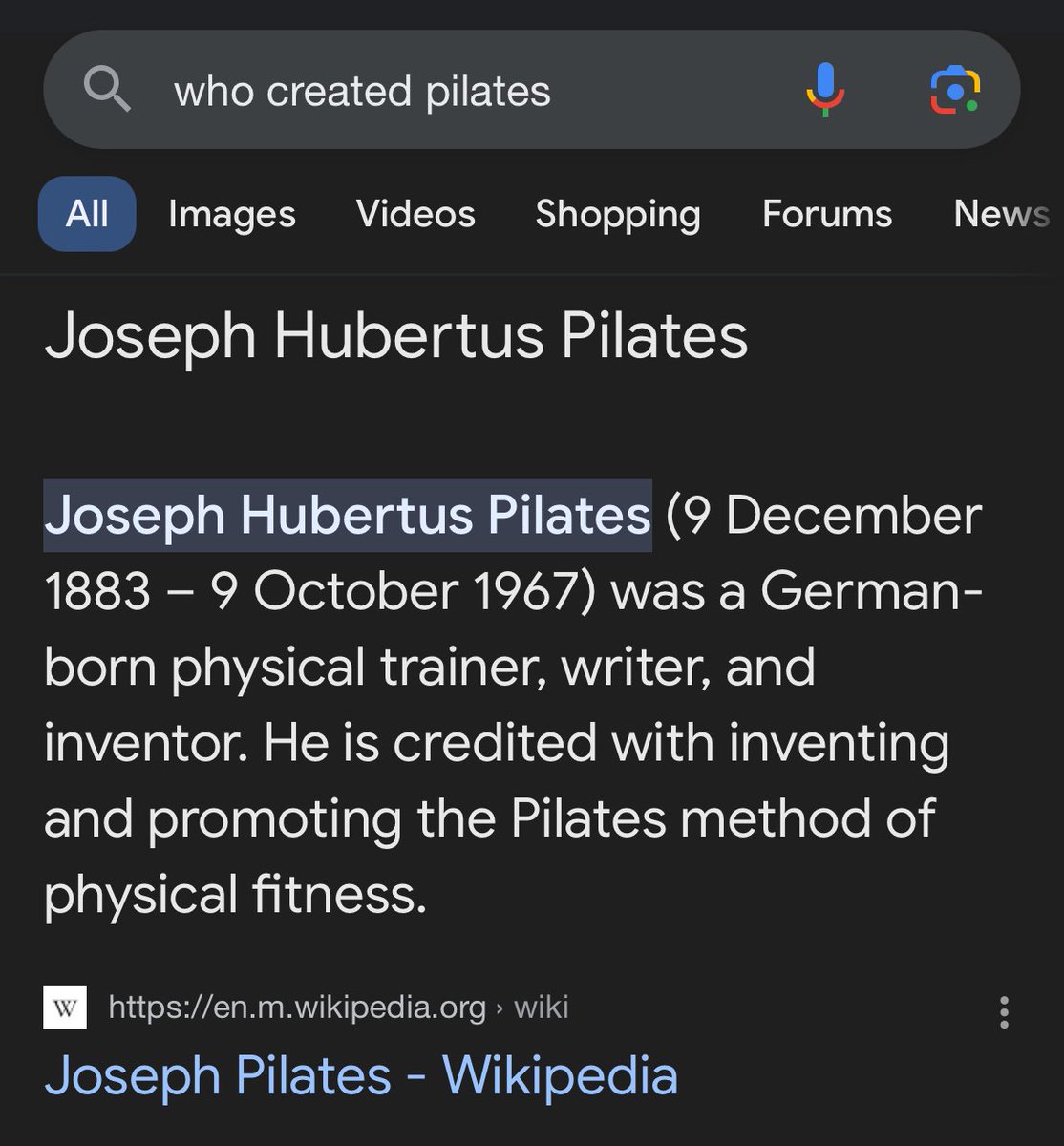 jarvis's tweet image. til pilates was created by a guy named joe pilates