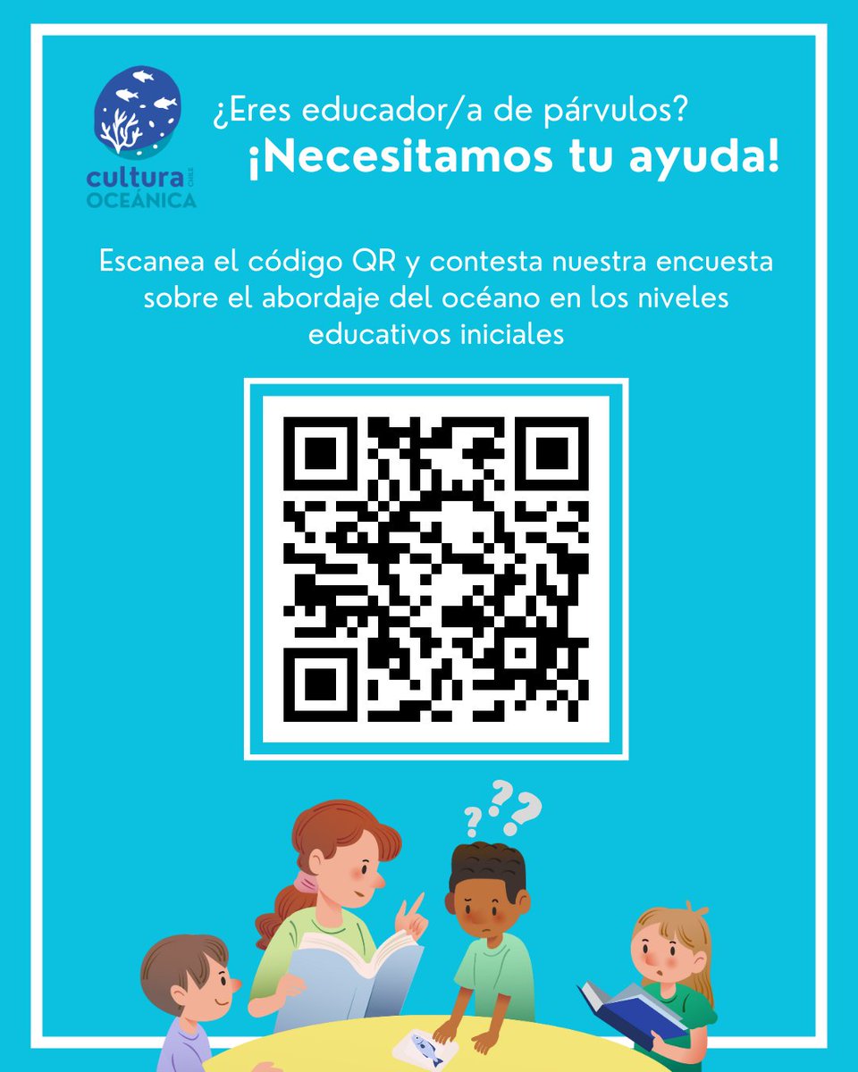 Amigos, necesito de su ayuda (y de sus RT para difundir) Estamos a la búsqueda de educadoras de párvulos (de forma excluyente) para que respondan una encuesta sobre la enseñanza de temáticas del océano chileno en la primera infancia. Link: forms.gle/V1ce1BmdoDbEiL… Mil gracias!