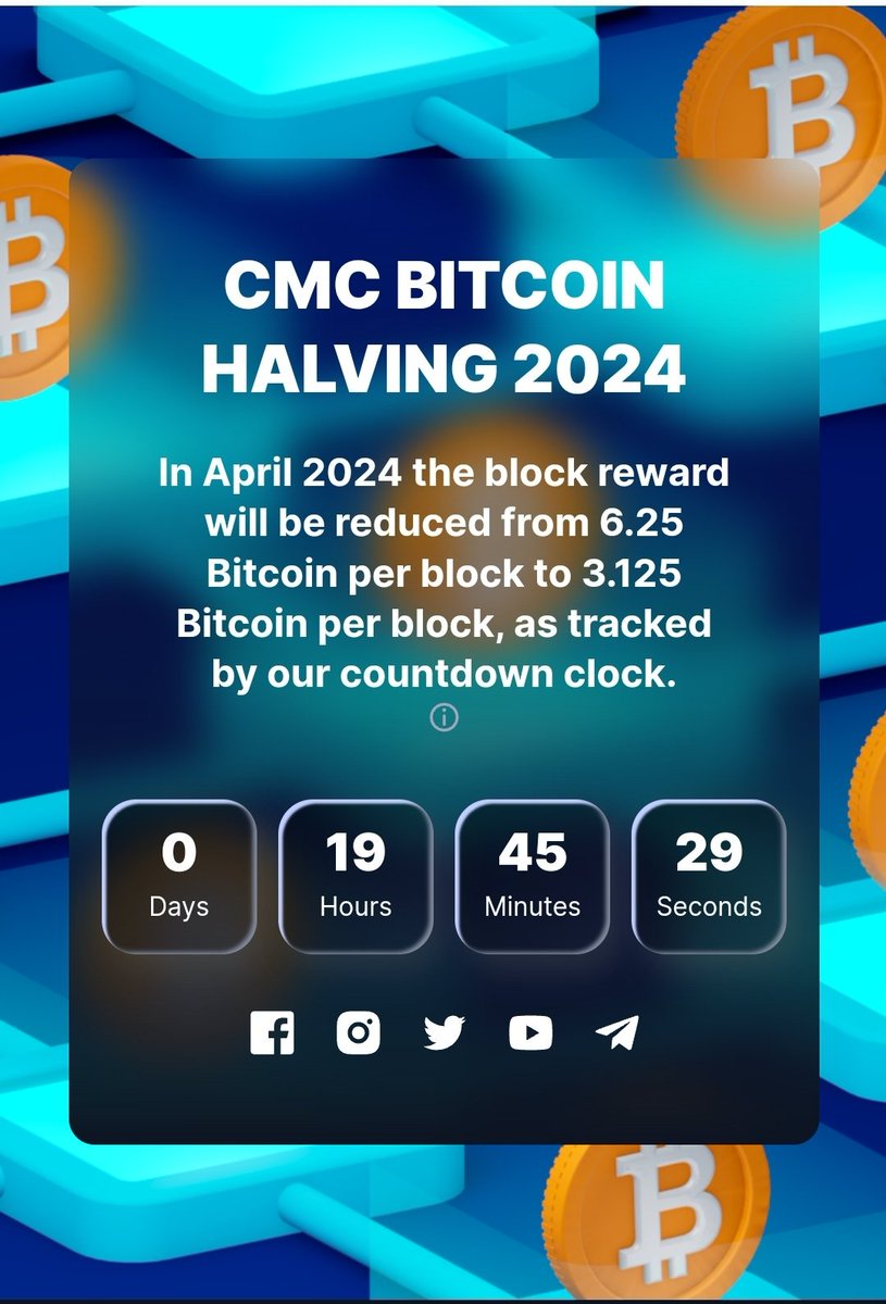 🔜#Bitcoin Halving is just apx 19 hours a way!! Let the countdown begin!🔥

#CryptoNews #CryptoCommunity #STC #Cryptomarket #SaitaChain