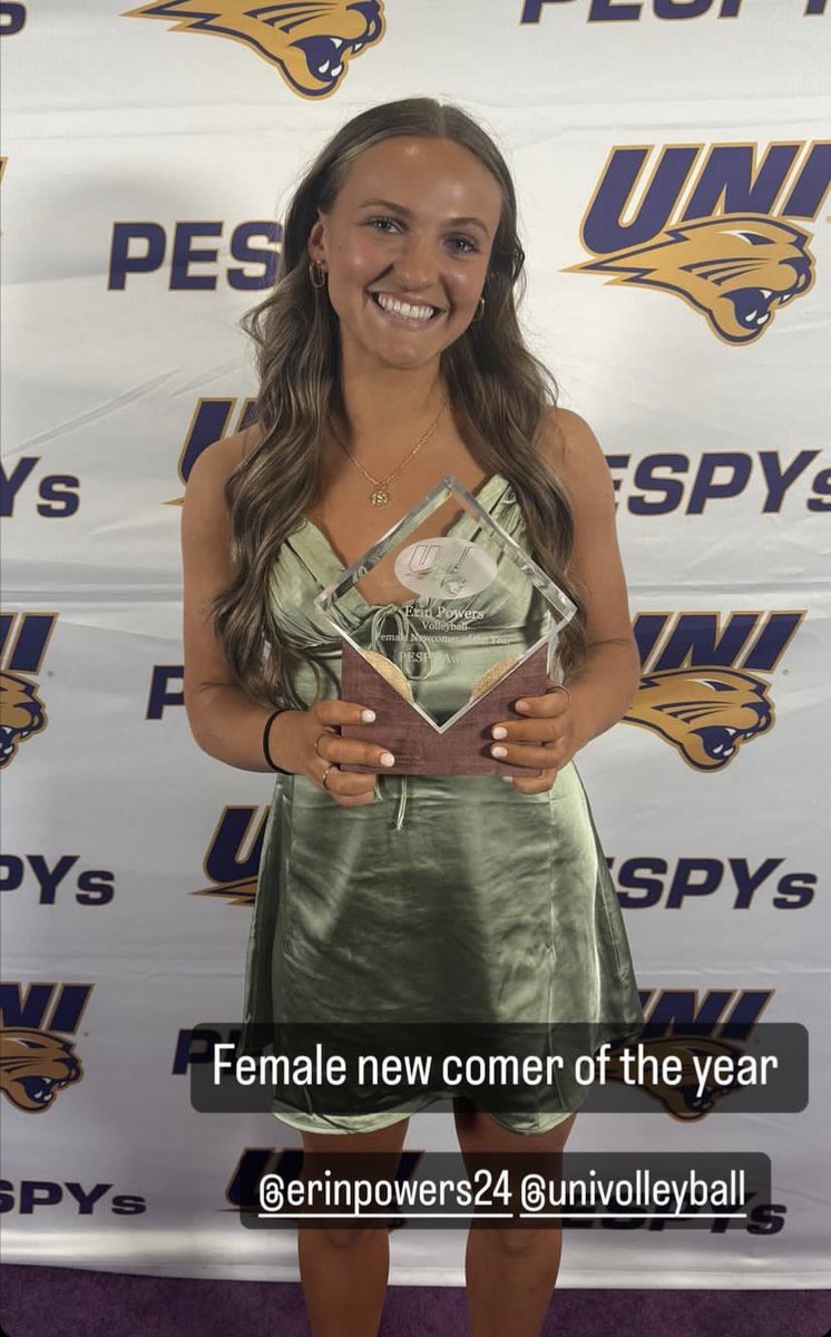 𝗙𝗘𝗠𝗔𝗟𝗘 𝗡𝗘𝗪𝗖𝗢𝗠𝗘𝗥 𝗢𝗙 𝗧𝗛𝗘 𝗬𝗘𝗔𝗥 🏆 Congrats to this year’s winner, Erin Powers of @UNIVolleyball! #EverLoyal #1UNI #PESPYS24