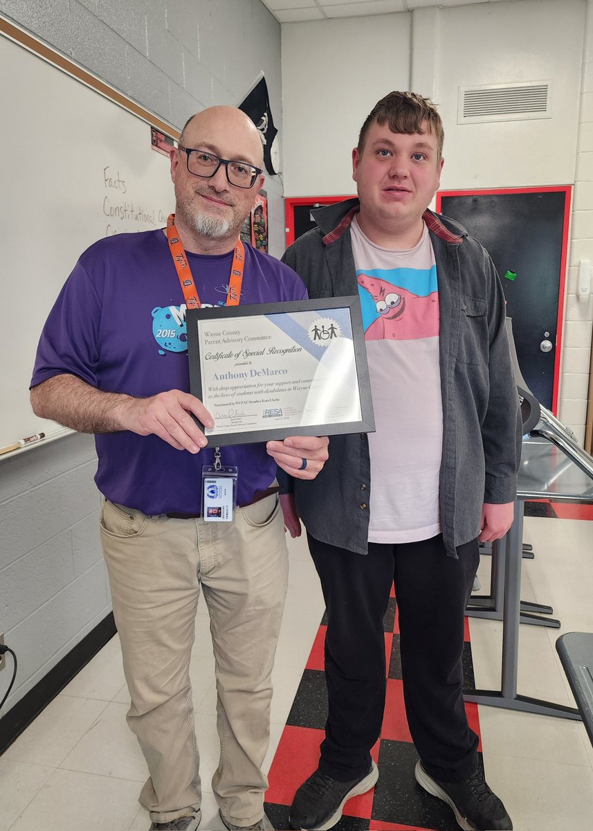 Congratulations to Mr. DeMarco for his Special Recognition Award! He is an amazing educator & we are so fortunate to have him as part of my son's team. Thanks Mr. DeMarco for all you do! #WCPAC #CarryTheShield #LivoniaPride