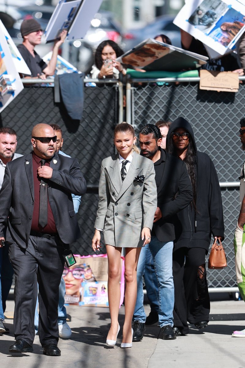 Zendaya is seen arriving at the Jimmy Kimmel show.