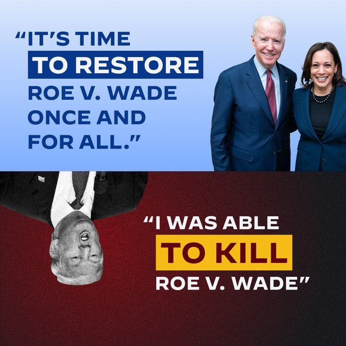 #VoteBlue #VoteBidenHarris #wtpBLUE WE THE PEOPLE   Let's get this straight - this November there is only one party that will fight to restore Roe and that is Team Biden/Harris. Joe and Kamala will do everything in their power to codify the fundamental rights and freedoms for…