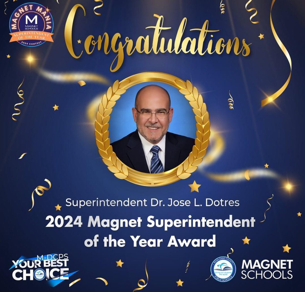 Wow!!! Congratulations, to our Superintendent DOTRES. We are all beaming with pride. ⁦@MDCPS⁩ ⁦@SuptDotres⁩ #YourBestChoiceMDCPS