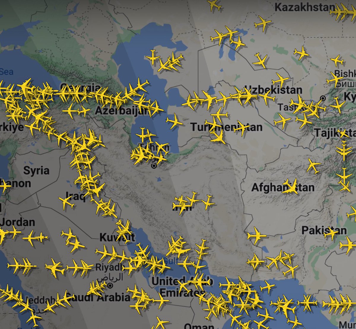 Planes are not entering Iran’s Air Space.