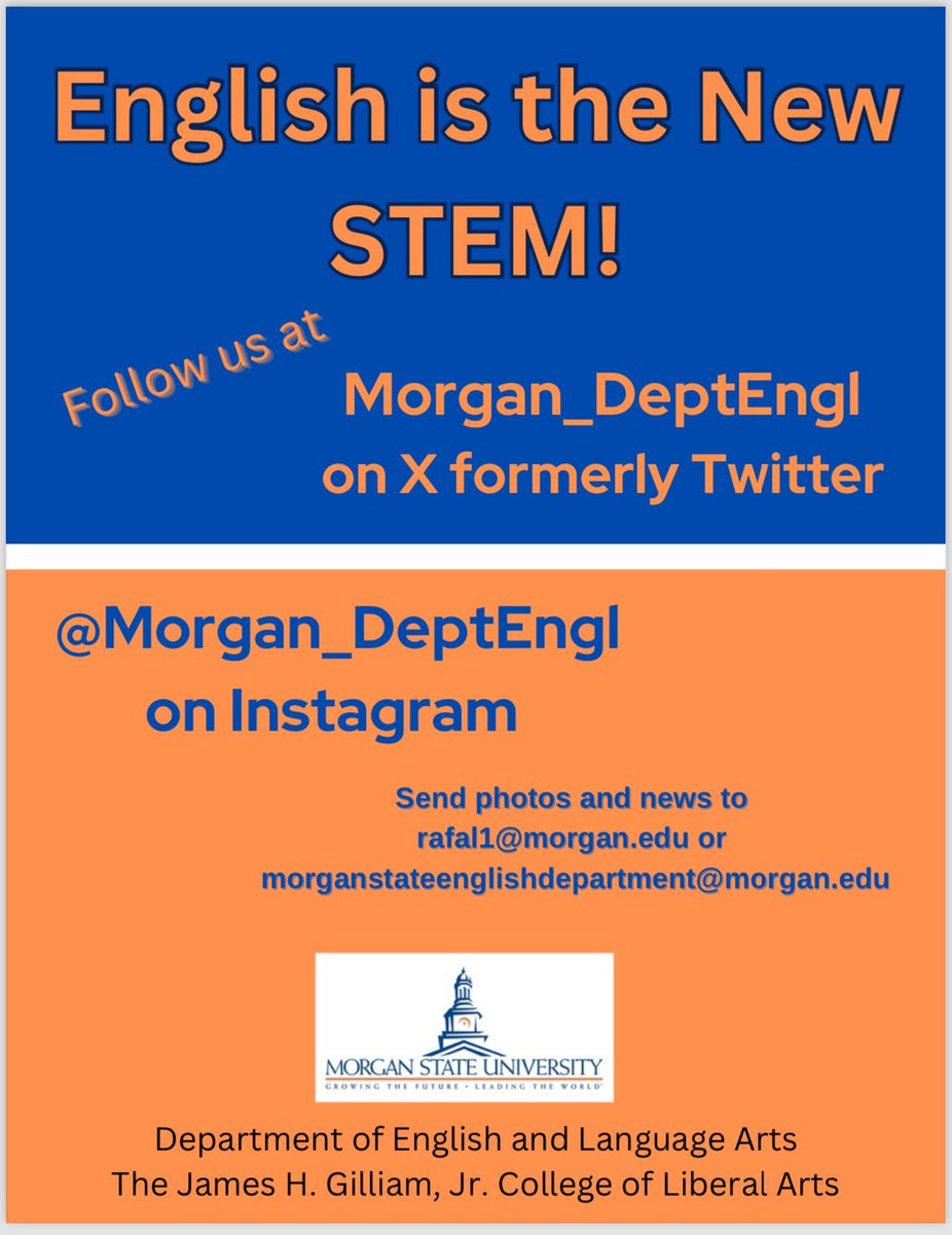 Morgan_DeptENGL's tweet photo. #MorganState #EnglishistheNewSTEM https://t.co/CbMzNN6JDB