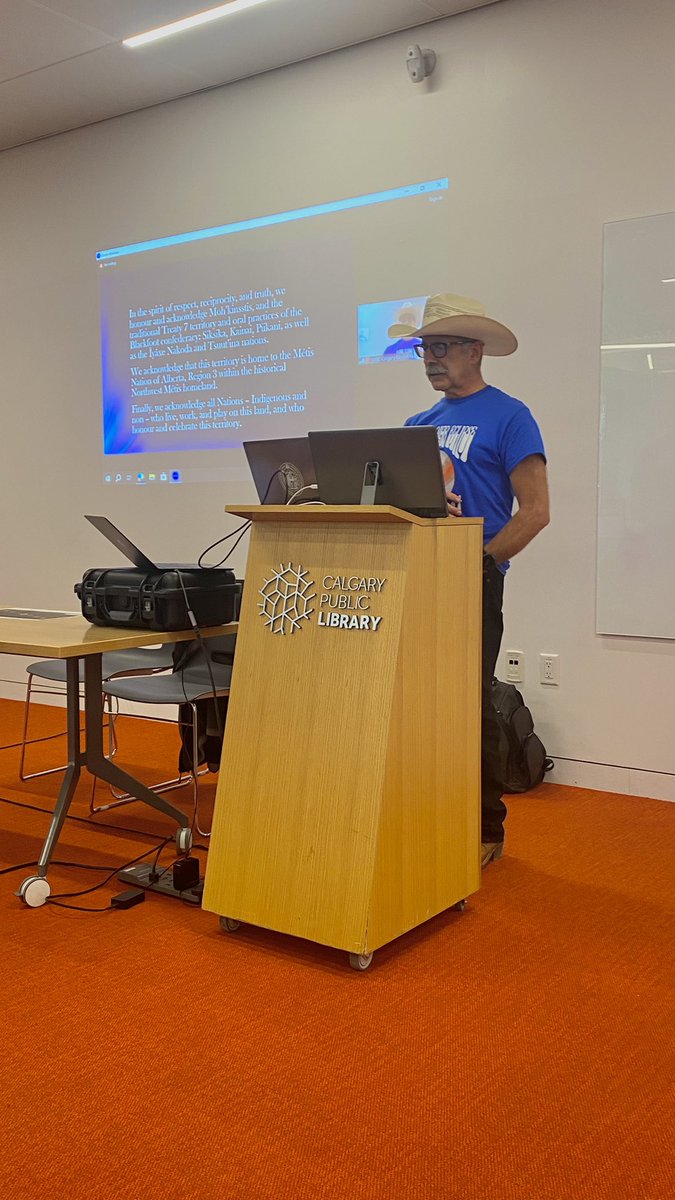 Centre President Robyn Foret starts this evening’s meeting with a land acknowledgment. Into Darkness: A Solar Eclipse Round-up meetu.ps/e/N15nl/1SXnP/i