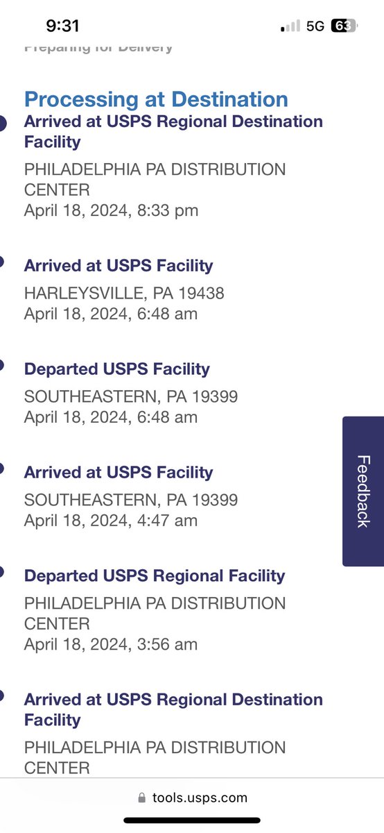 @TheResoluteLife Why did that package go from Philadelphia to  Harleysville then BACK to Philadelphia?!?!? 🤔🤔🤔