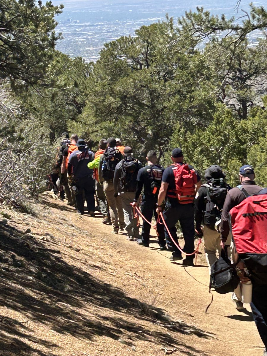 Yesterday, a visitor from out of town that was here for a conference blew out her knee while hiking in the foothills on Piedra Lisa North Trail. BCSO Open Space along with @bcfirerescue and APD Open Space hiked the two miles up to her, got her packaged in a medevac litter and