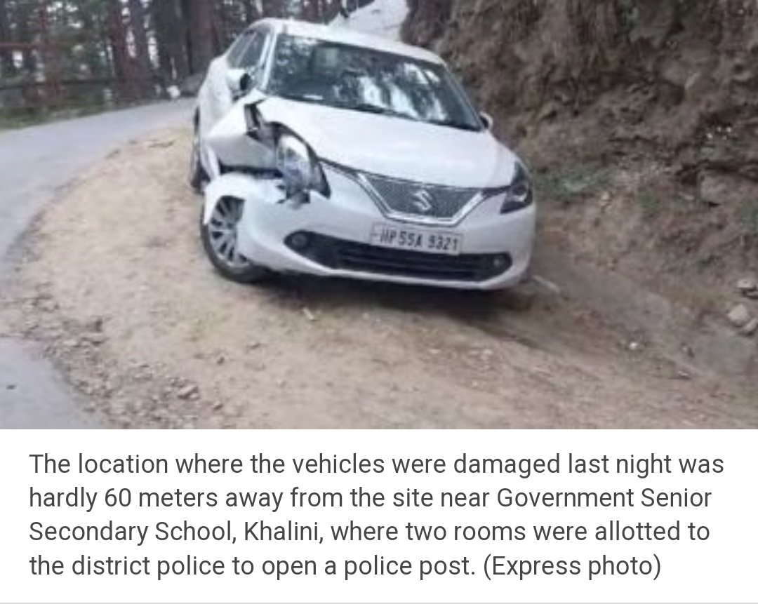 Such things used to be unheard of -- miscreants damage over a dozen cars in Khalini Shimla. Locals allege lack of police action and this has happened before. No CCTV cameras to help. Cars appear to have been rammed before being hit by blunt objects #shimla #HimachalPradesh