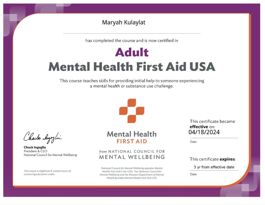 Certified in Mental Health First Aid as of today 👍🏻 #MHFA @NationalCouncil
