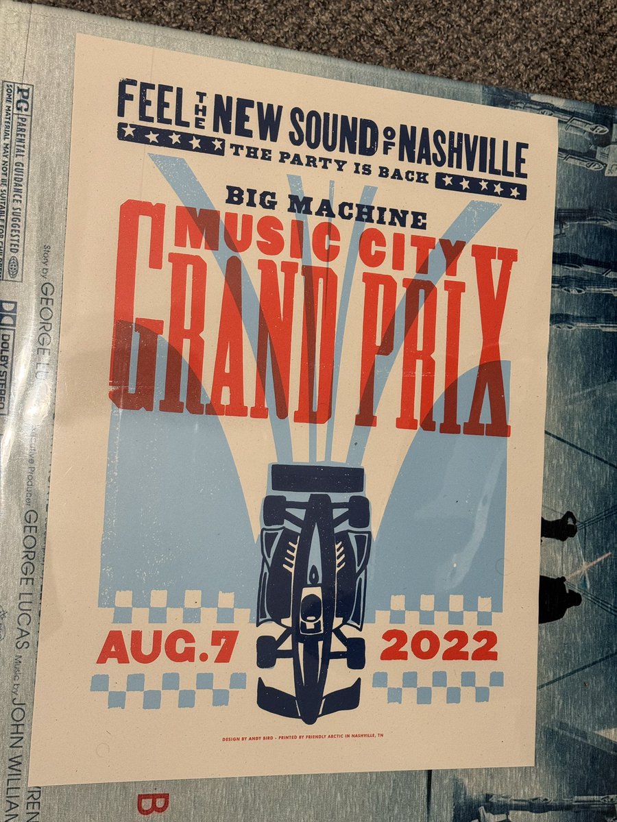 Almost forgot I had this screen print from the first Indycar race I photographed. Had to mark the occasion in the most Nashville way possible 🙌