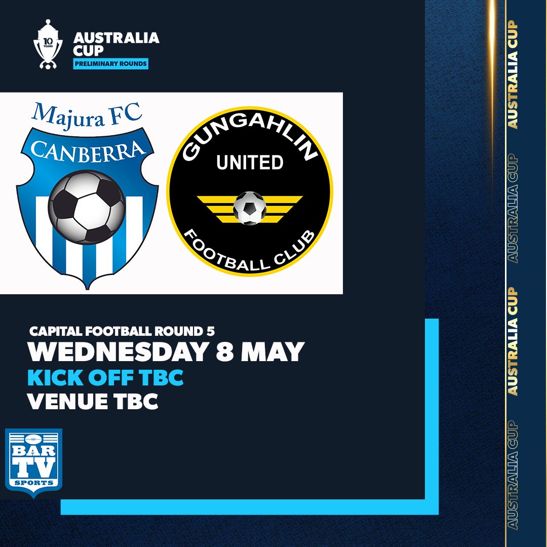 AUS CUP

Some massive clashes drawn in the @AustraliaCup Preliminary Round 5!

Read more about the upcoming fixtures 👉 tinyurl.com/4zpkvcsw

*Note: the fixture between Tuggeranong United FC and Yoogali SC is subject to change.

#GameOn #MagicOfTheCUp