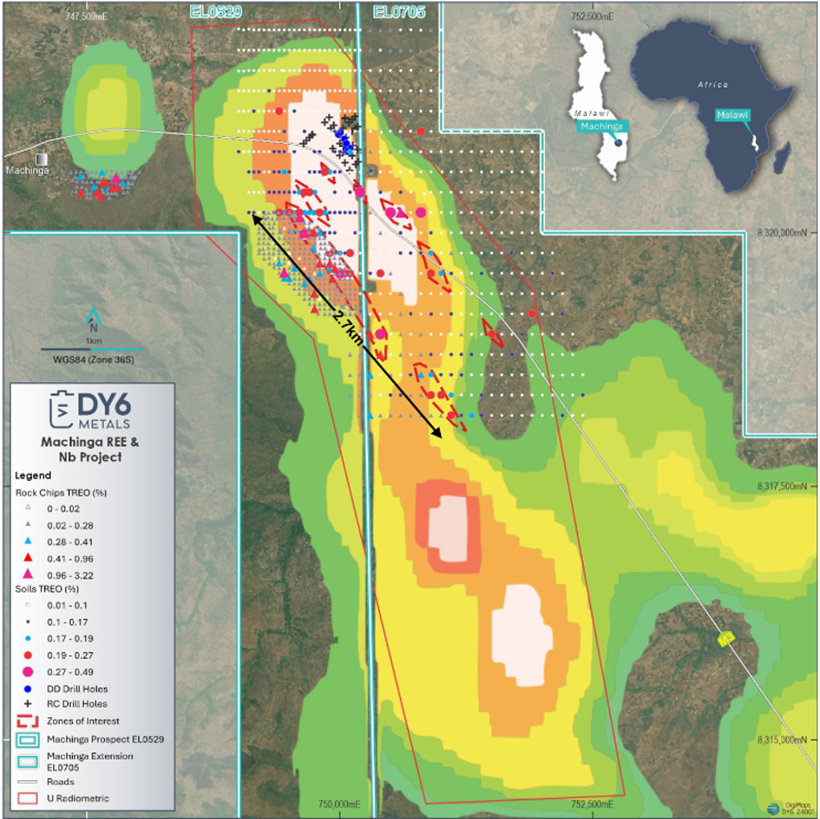 DY6 has received assays from soil and rock chip samples collected from its newly granted Machinga license area, returning up to 3.22% REO and 0.75% Nb2O5.

$DY6 $DY6.ax #rareearths #criticalminerals #niobium #exploration
 
Full announcement: cdn-api.markitdigital.com/apiman-gateway…