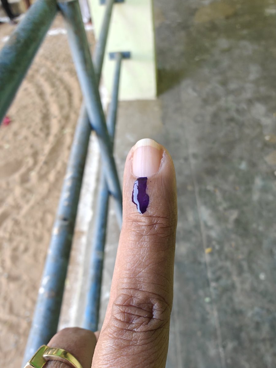 Proud to be the very first to cast my vote in our area booth! The ink has not yet dried 😊 Proud to have completed my democratic duty! #IndiaGoestoPolls #Elections2024 #VotingDay #VotingDoneRight!