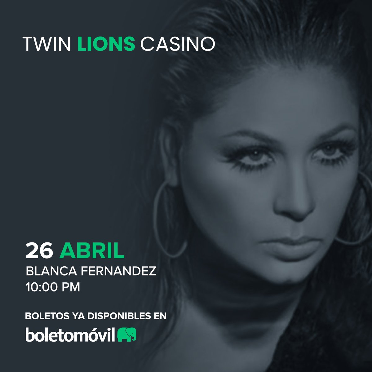 Prepárate para una noche de casino y buena música con Blanca Fernández en @TwinLionsJalisc 🎰✨ 🎟️ Compra tus boletos aquí: bit.ly/47mRPDM