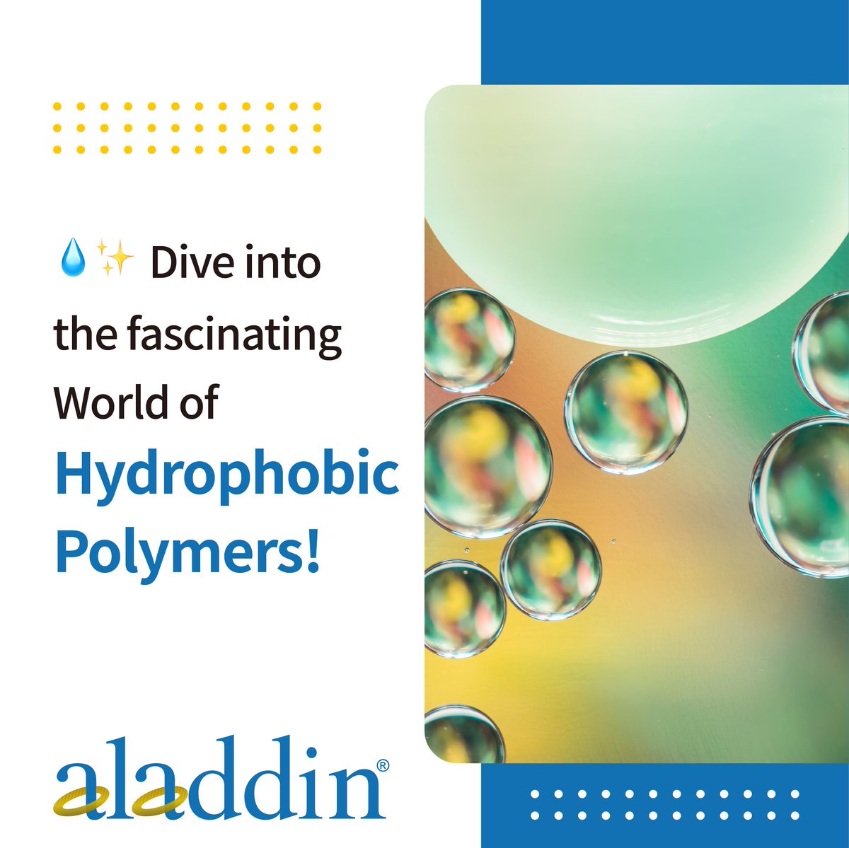 💧Dive into the fascinating world of hydrophobic polymers! ✨ These innovative materials repel water like magic, finding applications in everything from waterproof clothing to advanced biomedical devices. 💡
#HydrophobicPolymers #Aladdinscientific 🧪
aladdinsci.com