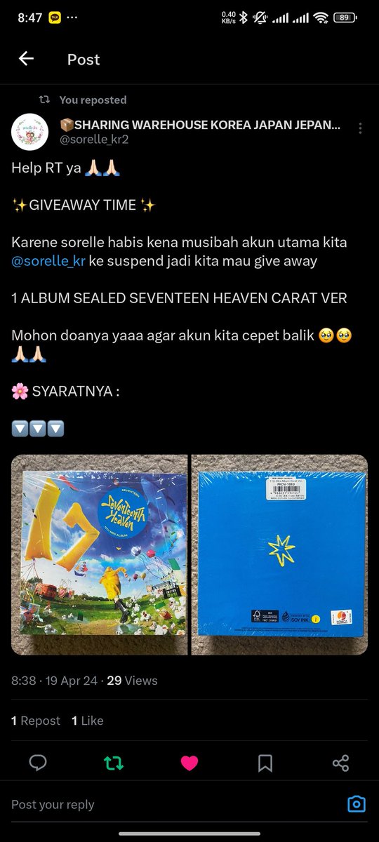 bokkaraa's tweet photo. @sorelle_kr2 @sorelle_kr Makasih udah adain GAnya kak🤗
Semoga akun yg pertama cepet balik yaaa, aamiin😇
Yuk gais ikutann @tasyarizki04 @derrjnna__ @sempaknct @raatotheraa @jaexxraa https://t.co/fJbWDKOKbf