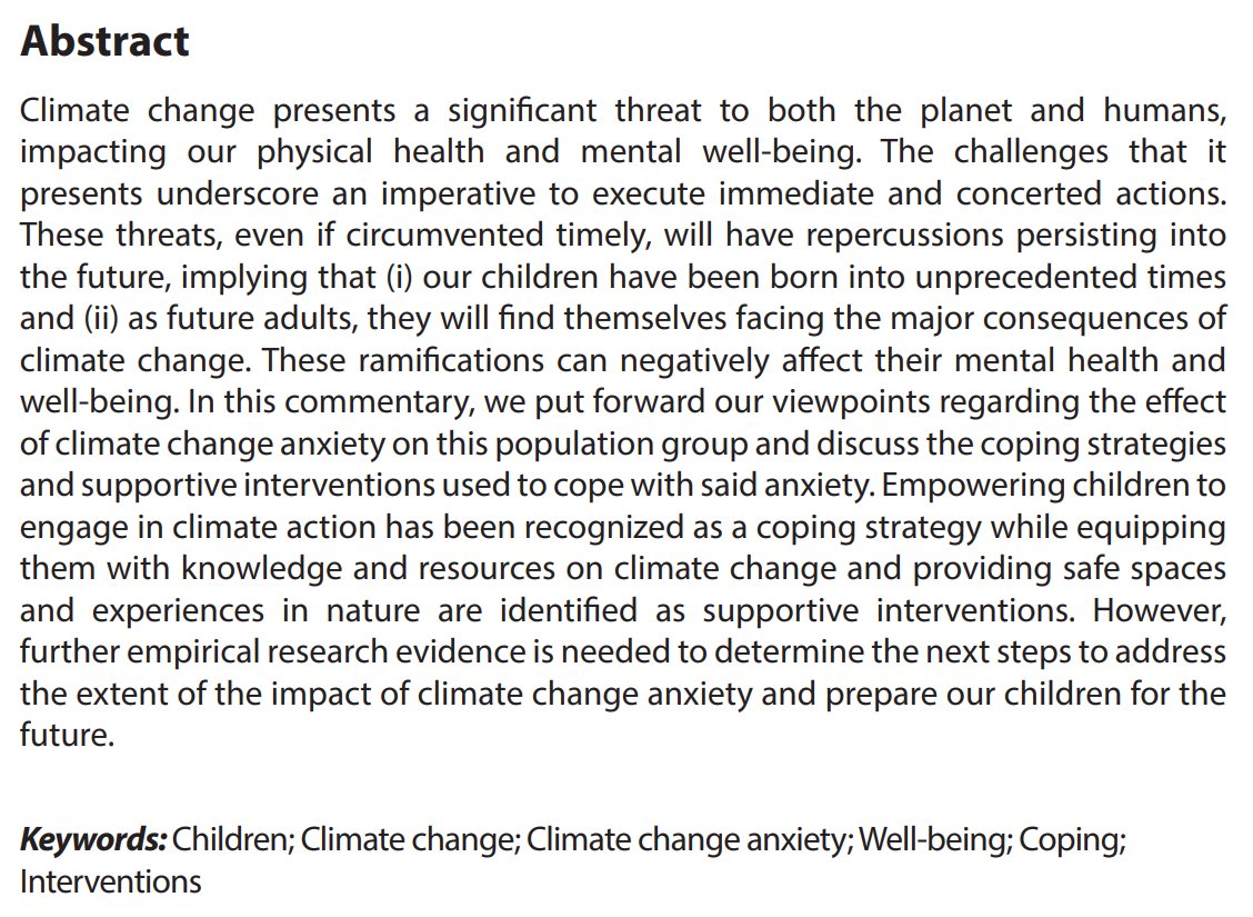 📢Welcome to read the paper 'Understanding how #children are coping with #climate change anxiety by exploring coping strategies and supportive interventions' 🖊️Authors: Jessica Eve Jackson et al @YasuKotera Read it here #OpenAccess: doi.org/10.36922/ijps.…