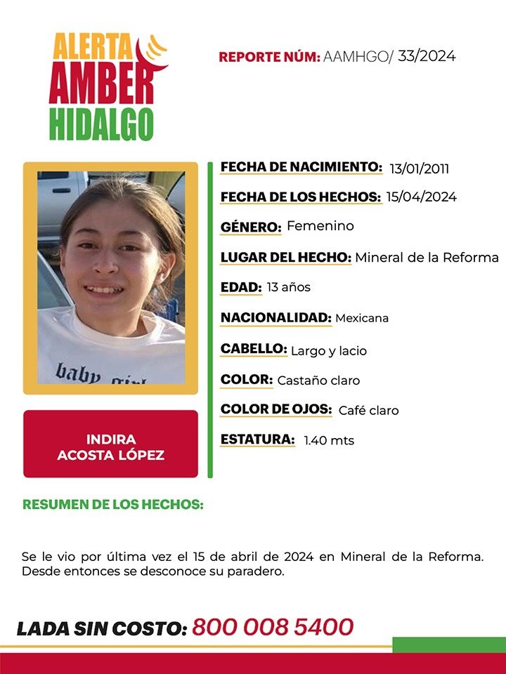 AztecaNoticias's tweet photo. #AlertaAMBER | Indira y Yulian Acosta López están desaparecidas; fueron vistas por última vez el pasado 15 de abril en Mineral de la Reforma, #Hidalgo

Ayúdalas a volver a casa. Tu colaboración puede hacer la diferencia. https://t.co/sBbeJoC78F