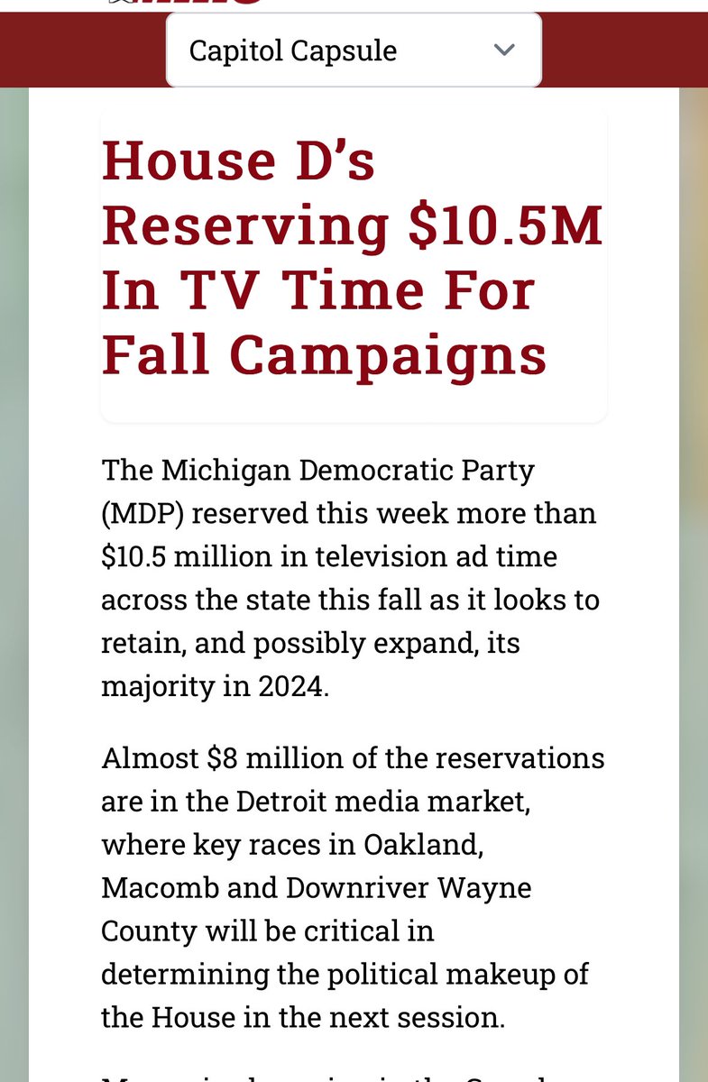 schuette_bill's tweet photo. You only make an “announcement” like this in April if you are nervous.
Not a confident play by the Dems
@MI_Republicans have out-fundraised the Democrats and have more cash-on-hand.
We will have the resources and do the work to get our message to voters and win in *203 days* https://t.co/p3F5B1VND0