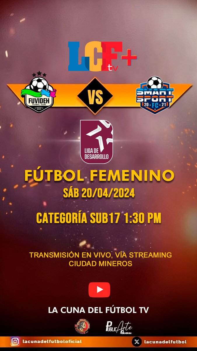 lacunadelfutbol's tweet photo. 𝐅𝐞𝐦𝐞𝐧𝐢𝐧𝐨 𝐒𝐮𝐛-1⃣7⃣ 
➡ Fuvideh (Bolívar) 🆚 Smart Sport (Delta Amacuro)
⌚ 1:30 p.m.

¡Ambos desde @CiudadMineros!

👍 Suscríbete a nuestro canal #LaCunadelFutbolTV en Youtube
🔔 Activa las notificaciones

#LaCunadelFutbolTV
#AhoraSomosPlus
#LosPioneros https://t.co/az0yCo4H4j