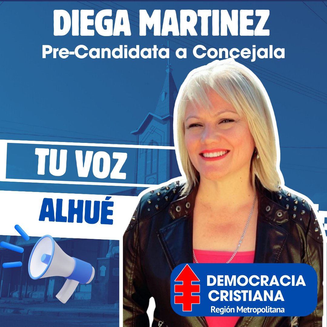 ➡️  Diega Martinez nuestra   pre-candidata Concejala por #Alhué 'Tu voz en Alhué' #DemocraciaCristiana #Municipales2024 🇨🇱#SomoslaDC✌️#ContigoChileMejor🇨🇱 #NosotrosSomosElCentro
No olvides seguirlo en sus redes sociales para conocer más sobre su propuesta.