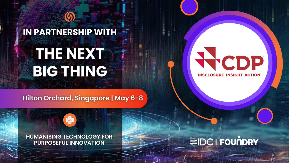 CDP is delighted to partner with IDC and Foundry for The Next Big Thing. Our Head of Disclosure (APAC), Matthias Ong, will join a panel on ESG Investments and Reputational Risks. Claim your Complimentary Executive Access Pass now: ow.ly/5aEn50R1YxV