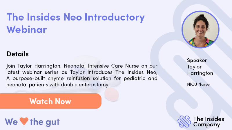 InsidesCompany's tweet photo. Watch the latest webinar with Taylor Harrington, Neonatal Intensive Care Nurse introducing The Insides Neo, A purpose-built #chyme reinfusion solution for #pediatric and #neonatal patients with double enterostomy.
https://t.co/dKlq3UPzlR https://t.co/Q60TKqeIGo