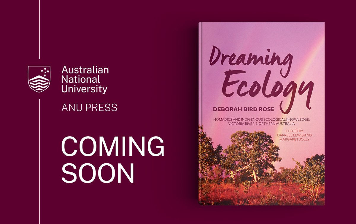 We are honoured to be publishing 'Dreaming Ecology', the final book in Deborah Bird Rose's envisaged trilogy. It explores an understanding of the interconnections of people, country, kinship, creation and the living world within a context of mobility. doi.org/10.22459/DE.20…