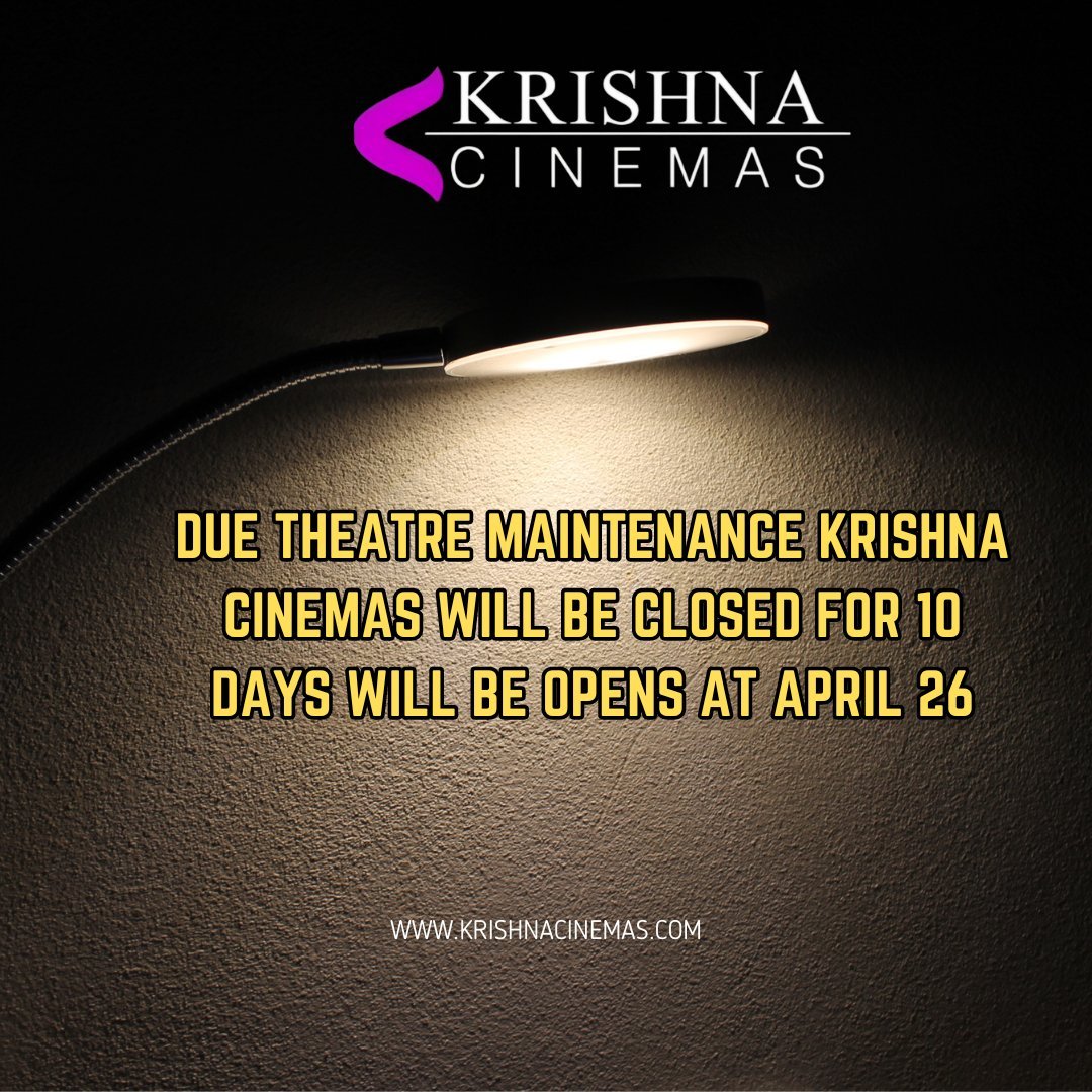 Tiruchendur Krishna Cinemas ~ Closed for maintenance work 📽️Opening from April 26 @krishnacinematk #CineMinds