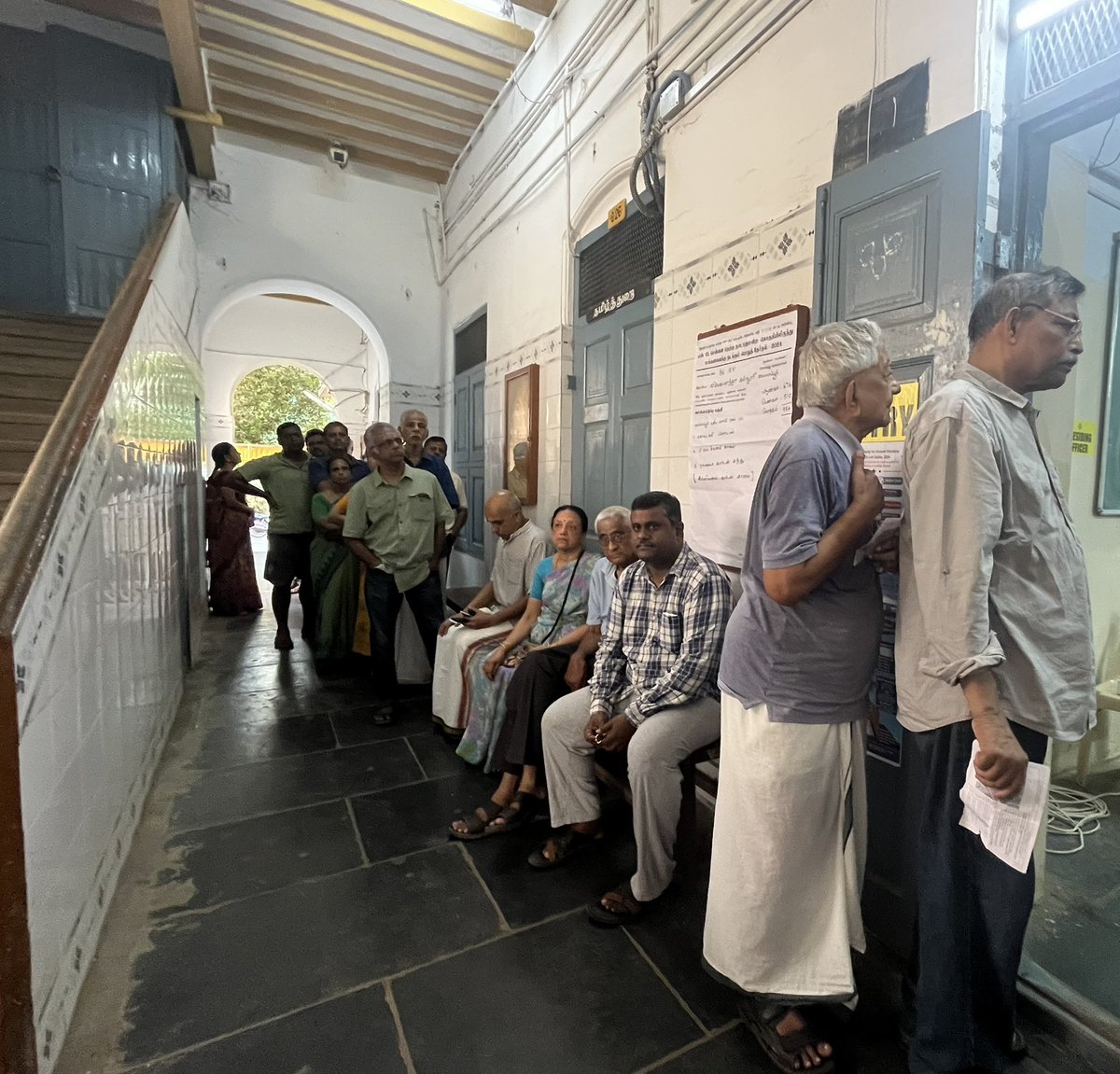 Many senior citizens came in early and wait in queue to cast their vote at a booth in Mylapore @THChennai #chennai #LokSabaElections2024 #Votingbegins
