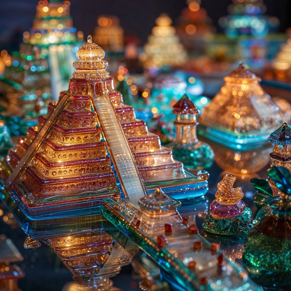 I used Midjourney v6 to create glass sculptures of famous ancient places. The results are stunning.

1. Tenochtitlan