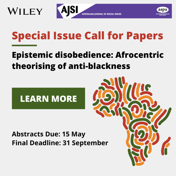 We invite submissions for a special issue exploring Afrocentric theorizing of anti-blackness. We seek theoretical, empirical, and critical reviews that push boundaries of antiracist thought. Abstracts due 15 May. More information can be found here: onlinelibrary.wiley.com/page/journal/1…