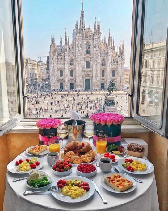 Breakfast in Milan, Italy.