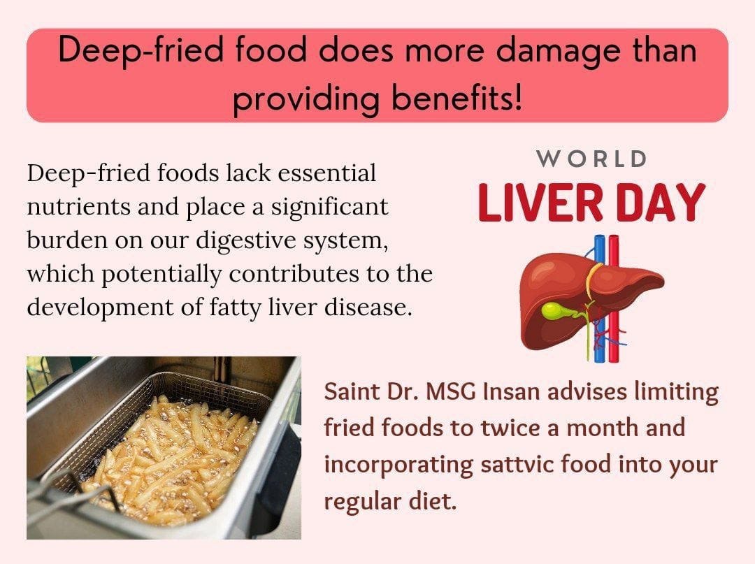 To avoid liver disease and live a healthy life, Saint Dr MSG Insan advised to eat vegetarian diet, practice meditation regularly and get regular health checkups done to prevent diseases #WorldLiverDay