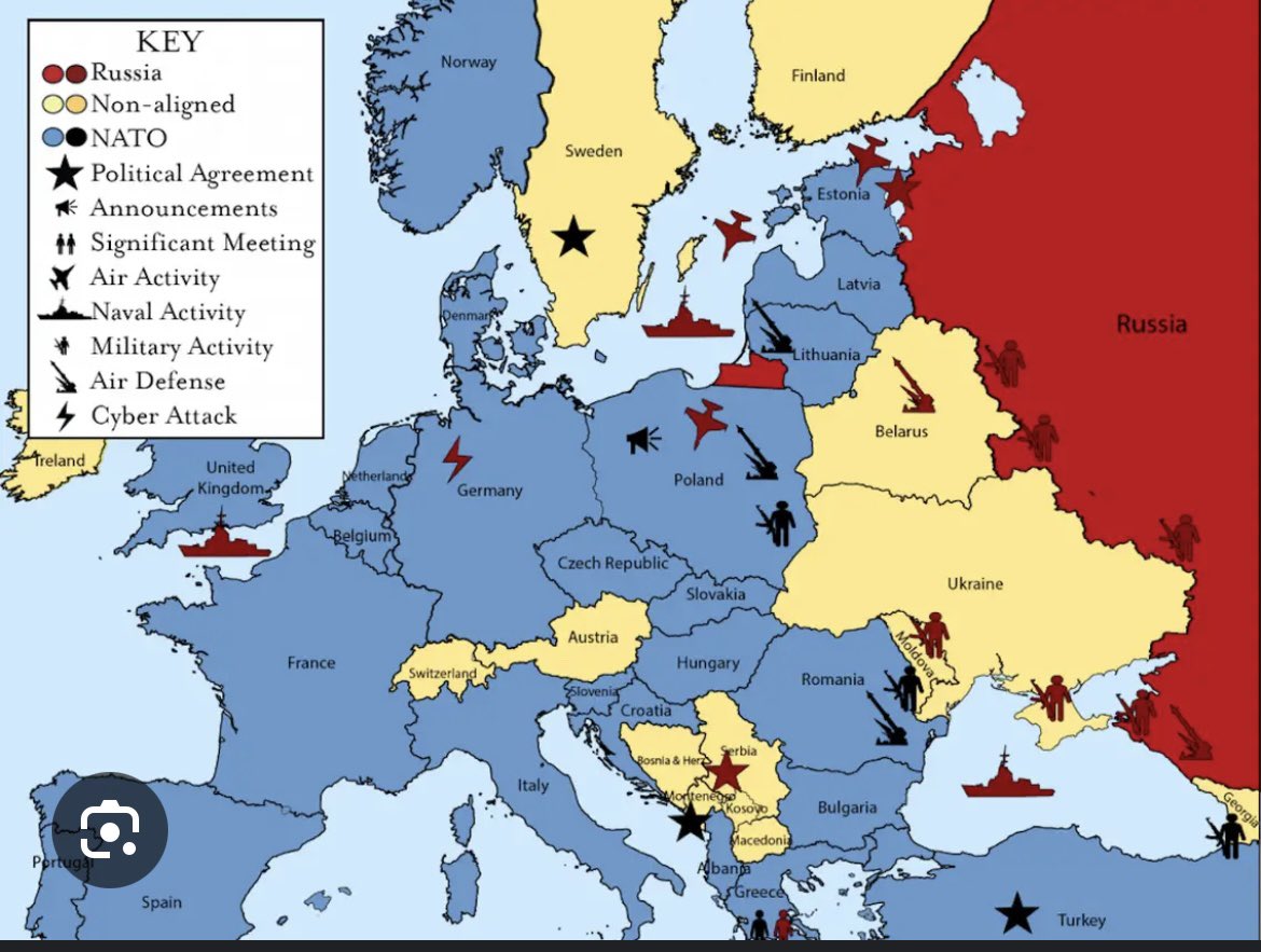 There are 32 NATO countries surrounding Russia… but Russia is a threat…🙄