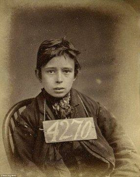 Child punishment in Victorian times. Wandsworth Prison in 1872:
Charles Evans age 14 (4270) whipped & hard labour for taking a book