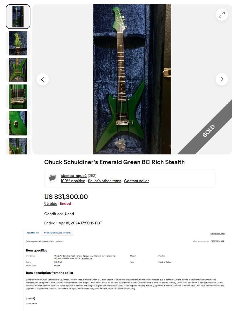 Chuck's old greeny just sold to a new lucky, wealthy, owner for a cool $31.3k. Death is life.