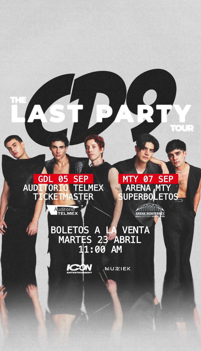 ticketelhamster's tweet photo. 🚨CD9 - GDL &amp; MTY

Se anunciaron las fechas para Guadalajara y Monterrey, 5 y 7 de septiembre!

🎫Venta General 23/abril 11AM

#ticketelhamster #cd9 https://t.co/HcjUL4P245