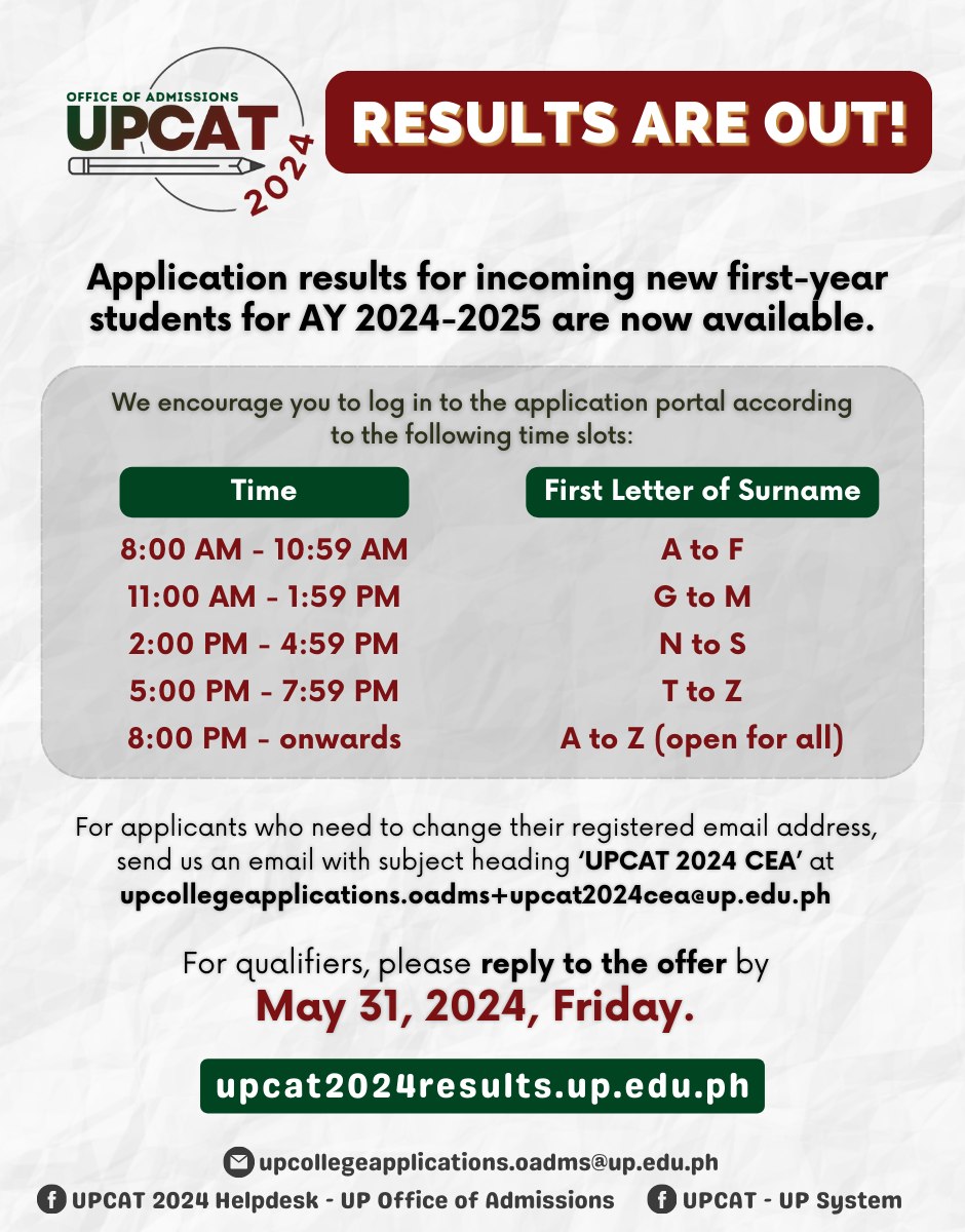 WELCOME MGA BAGONG ISKO! 🌻 Inilabas na ng University of the Philippines ang UPCAT results para sa academic year 2024-2025. #News5 📷: University of the Philippines (X)