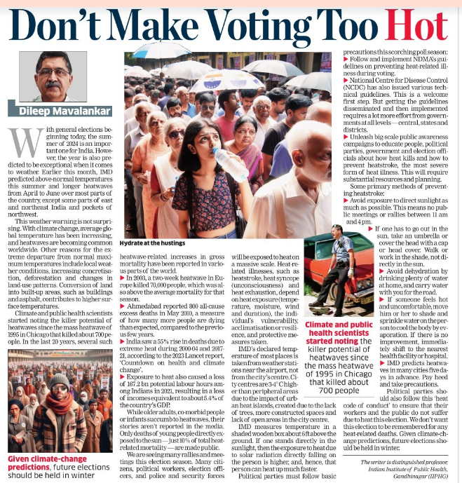 #Opinion Prof. Dileep Mavalankar @IIPHG1 I View: This summer is important but... don't make voting too hot #heatwave #heat #climatechange