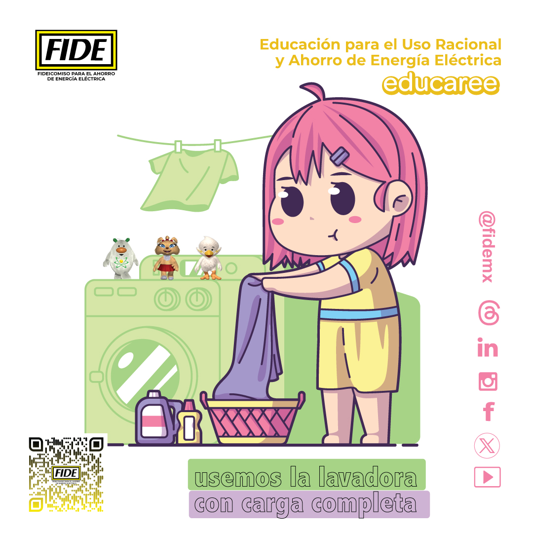 ¿SABES CUÁNTA ENERGÍA ELÉCTRICA USAS EN TU CASA? Si vas a usar la lavadora o planchar la ropa, procura que sea en un HORARIO CON LUZ SOLAR. Esto evitará saturar la red eléctrica en horario pico, de 20H a 22H ¡Juega con #Watto e ilumina tu día! #EDUCAREE! fide.org.mx/?page_id=15771